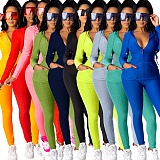 Women's Hooded Zipper Jacket Leggings Two-piece Set XMY-9261