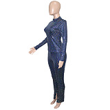 Long Sleeve O Neck Sequins Split Pencil Pants Set SH-390240