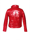 Solid PU Leather Front Zipper Cotton-padded Bubble Coat OSM-4524
