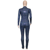 Long Sleeve O Neck Sequins Split Pencil Pants Set SH-390240