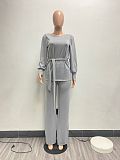 Lantern Sleeve Tshirt Wide-leg Long Pants Two Piece Set NIYA-8120