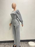 Lantern Sleeve Tshirt Wide-leg Long Pants Two Piece Set NIYA-8120