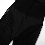 Black Mesh Patchwork Transparent Sexy Women Length Jumpsuits MXXB-K23JP582