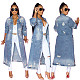 Women's Full Sleeve Outwear Ripped Loose Long Denim Coat LX-6083