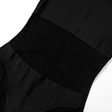 Black Mesh Patchwork Transparent Sexy Women Length Jumpsuits MXXB-K23JP582