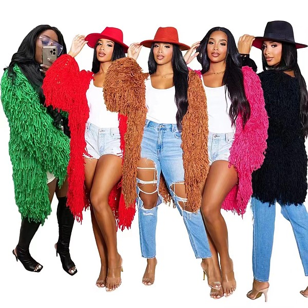 Chic Knitted Crochet Tassel Loose Sweater Cardigan TK-6268