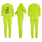 Logo Print Long Sleeve T Shirt Pencil Pants Tracksuits JLY-19441