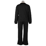 Women's Casual Solid Hoodies Zipper Neck Pants Sets AIL-258