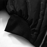 Autumn Winter Women Stripes Zipper High Neck Warm Cotton Jacket MXXB-Y23TP407