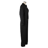 Women's Casual Solid Hoodies Zipper Neck Pants Sets AIL-258