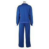 Women's Casual Solid Hoodies Zipper Neck Pants Sets AIL-258