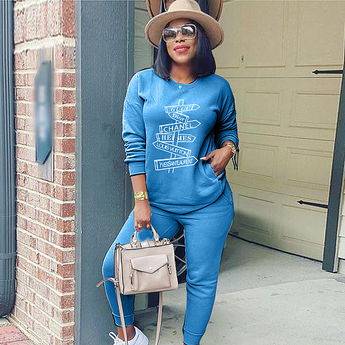 Logo Print Long Sleeve T Shirt Pencil Pants Tracksuits JLY-19441