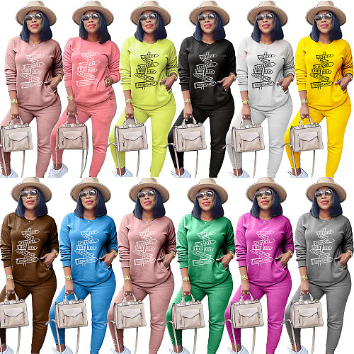 Logo Print Long Sleeve T Shirt Pencil Pants Tracksuits JLY-19441