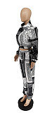 2 Piece Outfit Patchwork Crop Zipper Jacket and Pants Set WSY-5810