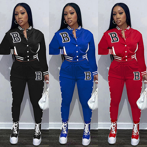 Baseball Jacket Pencil Pants Active Sweatsuit WSY-5951