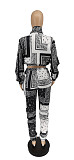 2 Piece Outfit Patchwork Crop Zipper Jacket and Pants Set WSY-5810