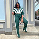 Casual Patchwork Contrast Zipper Collar Long Sleeve Two Pieces RS-10032