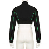 Zip Up Cropped Jacket and Cargo Pants Sweatsuits Winter Outfits RS-07181