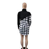 Plaid Patchwork Turtleneck Pullover Dresses WSY-5808