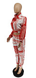 2 Piece Outfit Patchwork Crop Zipper Jacket and Pants Set WSY-5810