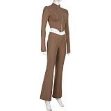 2 Piece Set Long Sleeve Zip Up Jacket Flare Pants Track Suit RS-08152