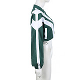 Casual Patchwork Contrast Zipper Collar Long Sleeve Two Pieces RS-10032