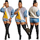 Women Denim Knitted Patchwork Sweater Top ZAND-31267