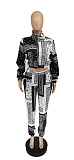 2 Piece Outfit Patchwork Crop Zipper Jacket and Pants Set WSY-5810