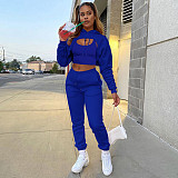 Three Piece Sets Women Vest Drawstring Long Pant Sets Hooded Solid Sports Top RS-byj100