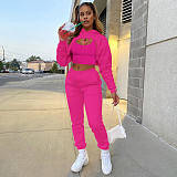 Three Piece Sets Women Vest Drawstring Long Pant Sets Hooded Solid Sports Top RS-byj100