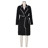Women's Woolen Long Sleeve Lapel Neck Loose Trench Coat ZS-0644