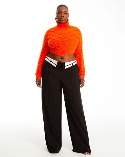 Retro Women Lapel Design Loose Wide-leg Straight Pants ZS-0646
