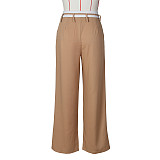 Retro Women Lapel Design Loose Wide-leg Straight Pants ZS-0646