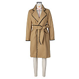 Women's Woolen Long Sleeve Lapel Neck Loose Trench Coat ZS-0644