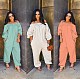 Solid Casual Sweet Loose Overalls Linen Off Shoulder Jumpsuit OLY-6017