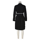 Women's Woolen Long Sleeve Lapel Neck Loose Trench Coat ZS-0644