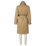 Women's Woolen Long Sleeve Lapel Neck Loose Trench Coat ZS-0644