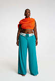 Retro Women Lapel Design Loose Wide-leg Straight Pants ZS-0646