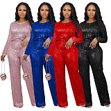 2024 Women Sequin Long Sleeves Long Pants Two Pieces Sets OD-8649