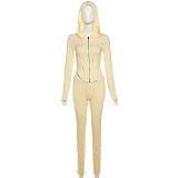 2024 Solid Zip Up Hoodie Jacket and Pants Set DLS-K23S40048