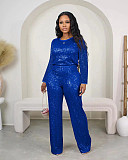 2024 Women Sequin Long Sleeves Long Pants Two Pieces Sets OD-8649