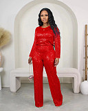 2024 Women Sequin Long Sleeves Long Pants Two Pieces Sets OD-8649