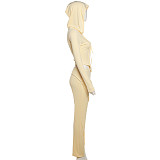 2024 Solid Zip Up Hoodie Jacket and Pants Set DLS-K23S40048