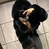 2025 Autumn Winter Women Short Faux Fur Hoodies Coat Large Size RS-QYXLM