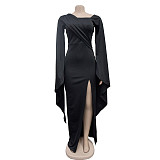 2024 Lady Solid Color Split Folds Sexy Long Dresses BY-6772