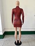 Sexy Printed High Neck Long Sleeves Bodycon Mini Dress YNS-2624