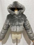 2025 Autumn Winter Women Short Faux Fur Hoodies Coat Large Size RS-QYXLM