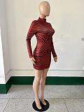 Sexy Printed High Neck Long Sleeves Bodycon Mini Dress YNS-2624