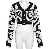 Women's Patterned Single Breasted Cardigan RS-W23C33160