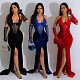 2024 Sexy Women Halter Backless Split Maxi Dress Nightclub BY-6801